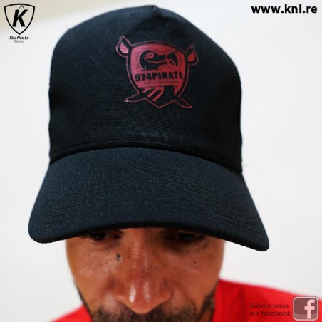 Casquette 974 Pirate noir et rouge